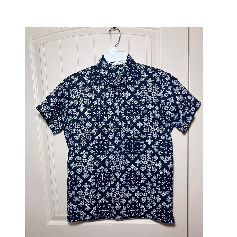 3sixteen Mens Small Navy Blue Bandana Paisely Print Cotton Linen Shirt Made USA - Picture 2 of 13